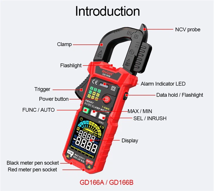 True RMS AC DC Current Clamp Meter